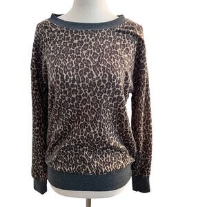 Splendid Cheetah Print Long Sleeve Lightweight Crew Neck Sweatshirt XS